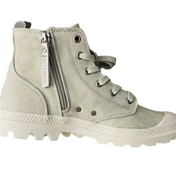Palladium Pampa Hi Zip Combat Boots Women Size Whisper Green Desertwash NEW - Picture 2 of 9